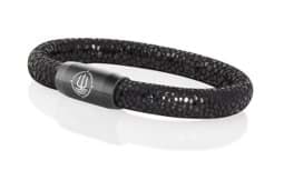 Zeige Details für Leder Armband schwarz Rochenoptik "Sylt"  Seemannsgarn_Armband