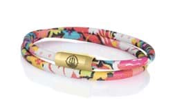 Zeige Details für Leder Armband gelb rot "Madeira"  Armband gelb rot Blumenmuster "Madeira" Leder Seemannsgarn