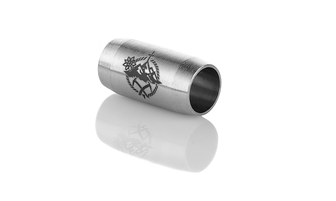 Bild von Verschluss stahlfarben 8mm "Gipfelgarn" 