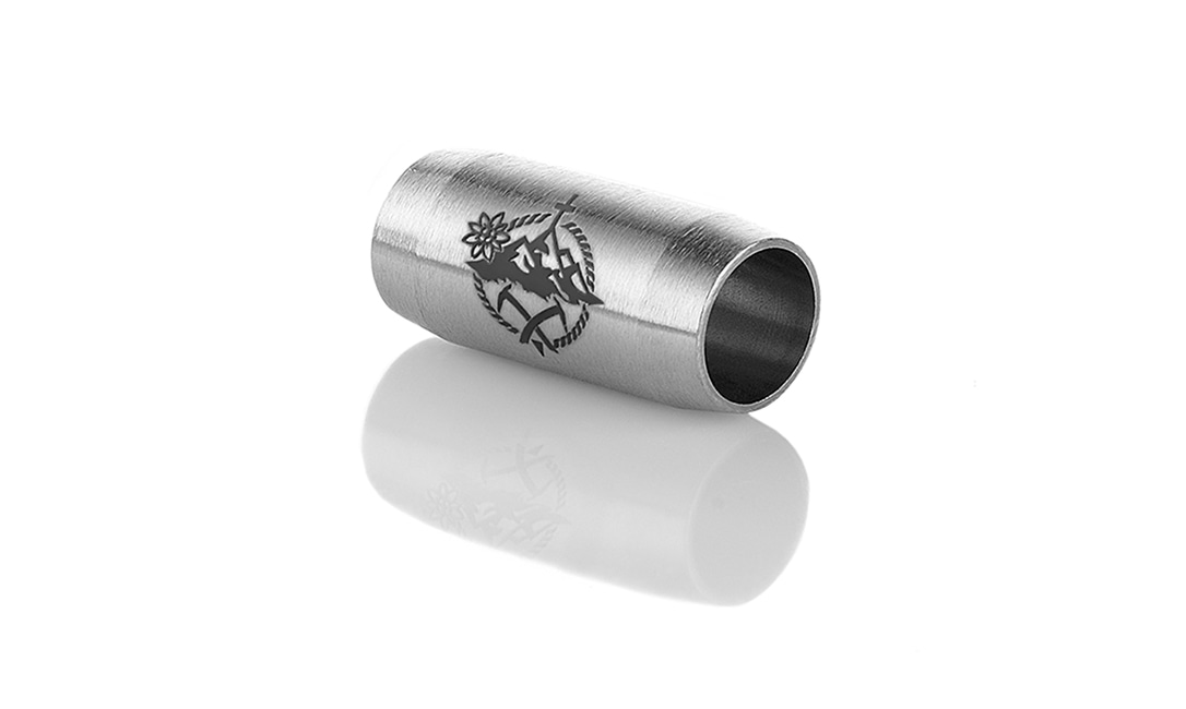 Bild von Verschluss stahlfarben 6mm "Gipfelgarn" 