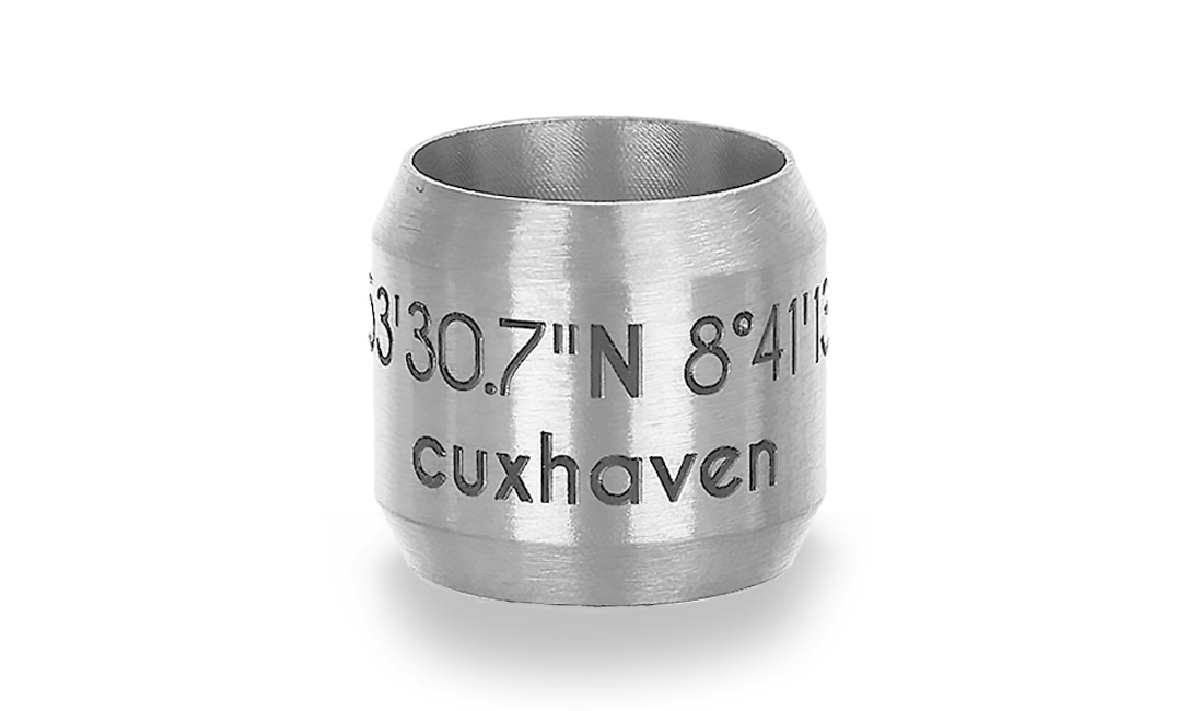 Bild von Bead "Cuxhaven" für 8mm-Bänder stahlfarben