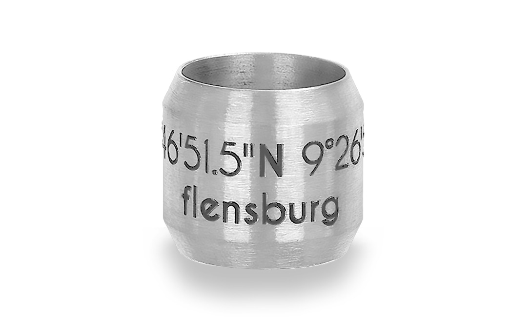 Bild von Bead "Flensburg" für 8mm-Bänder stahlfarben