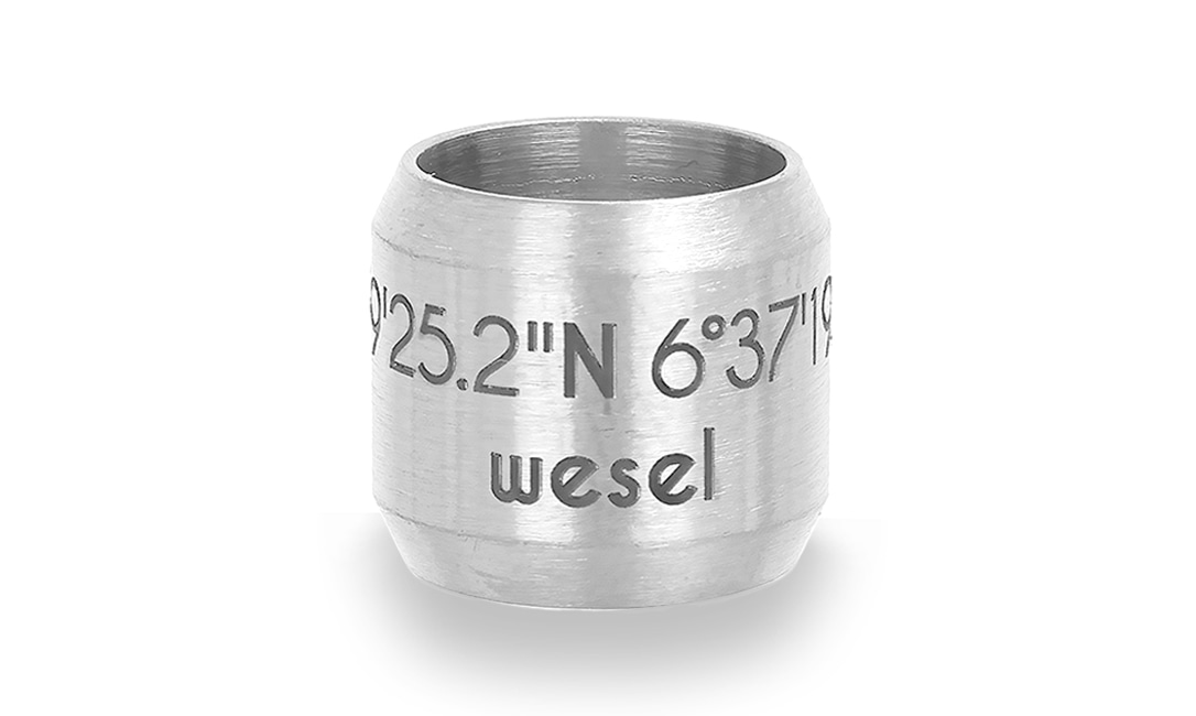 Bild von Bead "Wesel" für 8mm-Bänder stahlfarben