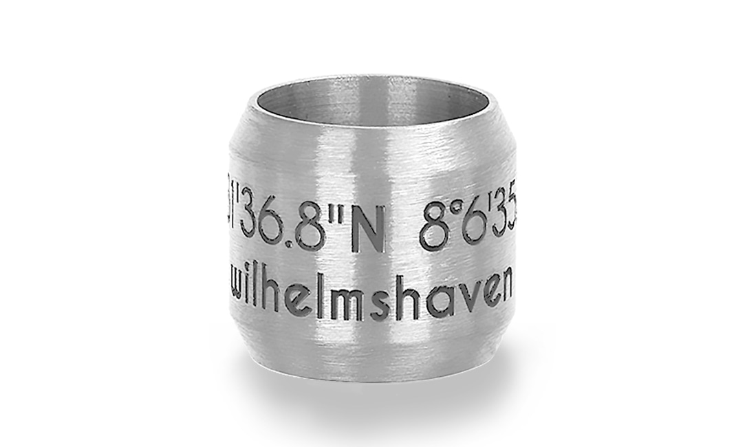 Bild von Bead "Wilhelmshaven" für 8mm-Bänder stahlfarben