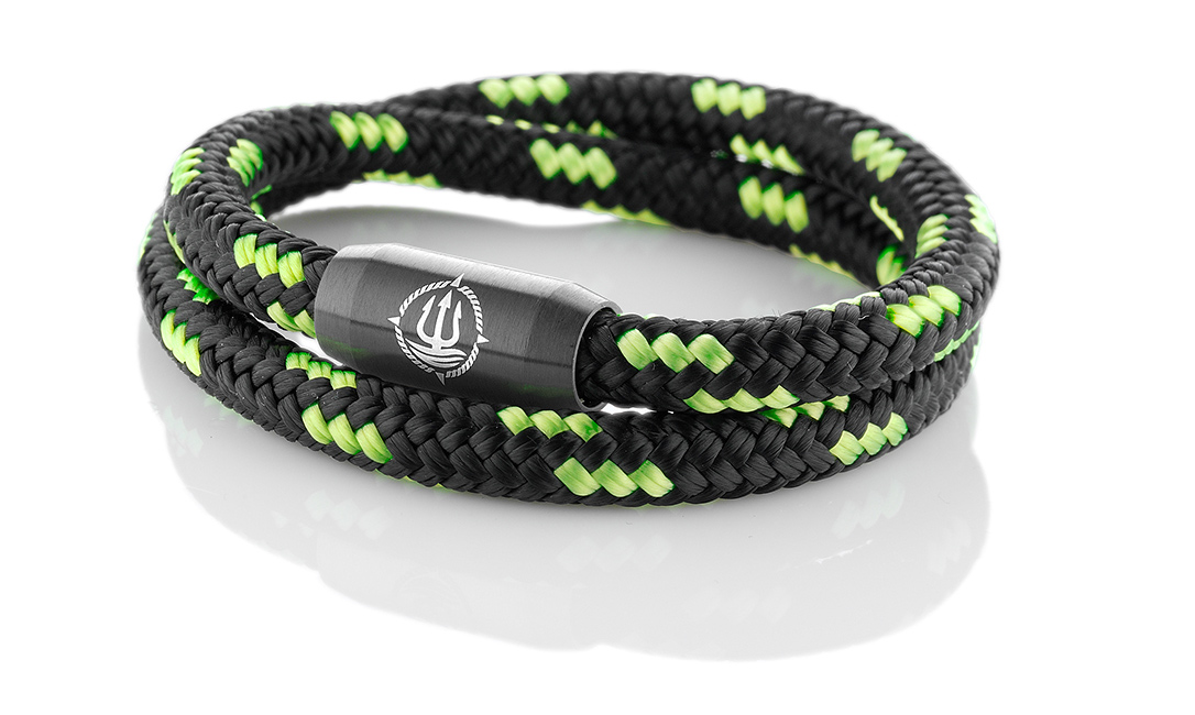 Armband schwarz grün doppelt 6mm "Usedom" 